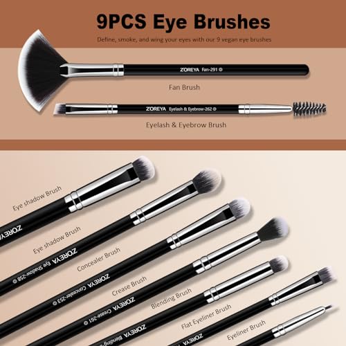 Z'OREYA Brochas de maquillaje, 16 piezas, juego de brochas d