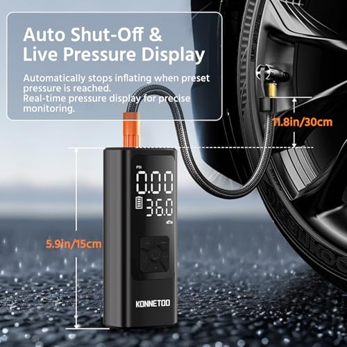 KONNETOO Inflator Portable Air Compressor - Air Pump for Car