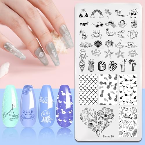 Biutee Juego de placas de estampado de uñas – 10 plantillas