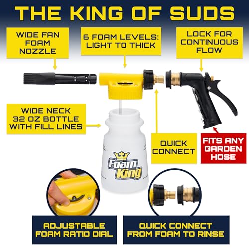 Foam King™ Pistola de espuma para lavado de autos y guante d