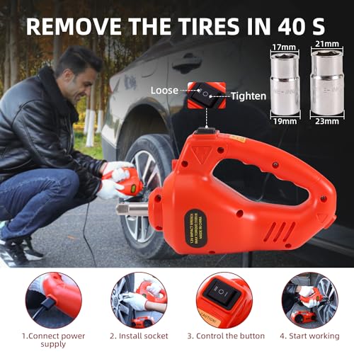 EFFIROSO Kit de gato eléctrico mejorado para automóvil de 5