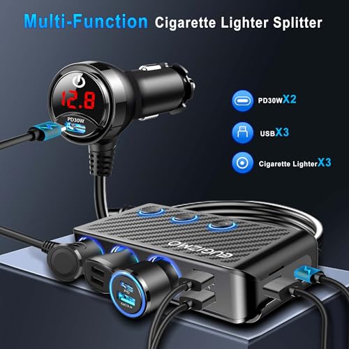 Adaptador para encendedor de cigarrillos, 222 W, 3 enchufes,