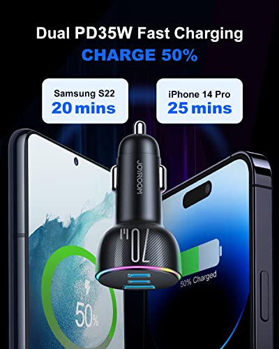 JOYROOM Cargador de coche USB C de 70 W, doble PD35W y QC3.0