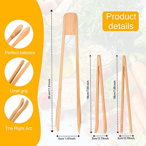 Zopeal 6 pinzas de cocina de madera largas de bambú para coc