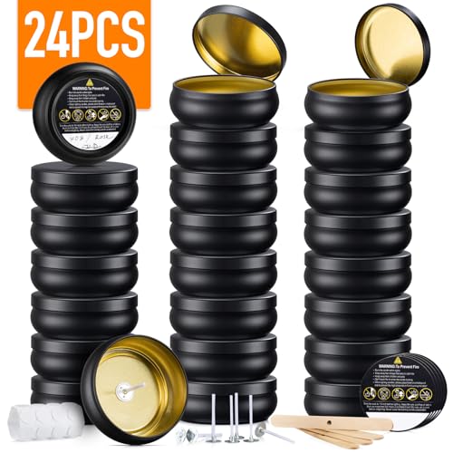 Paquete de 24 latas de velas de 4 onzas, color negro mate de