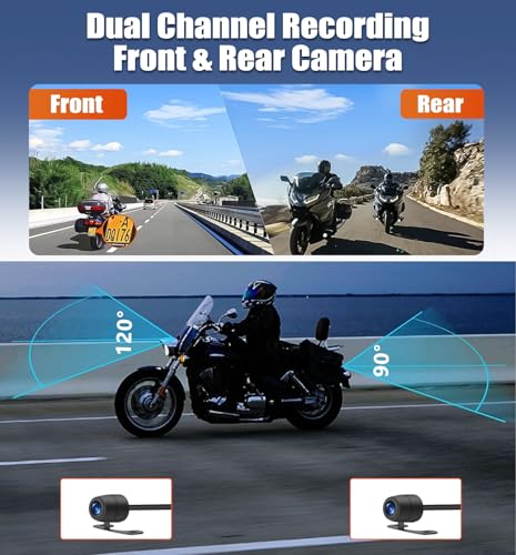 CAMECHO Cámara de salpicadero de motocicleta delantera y tra