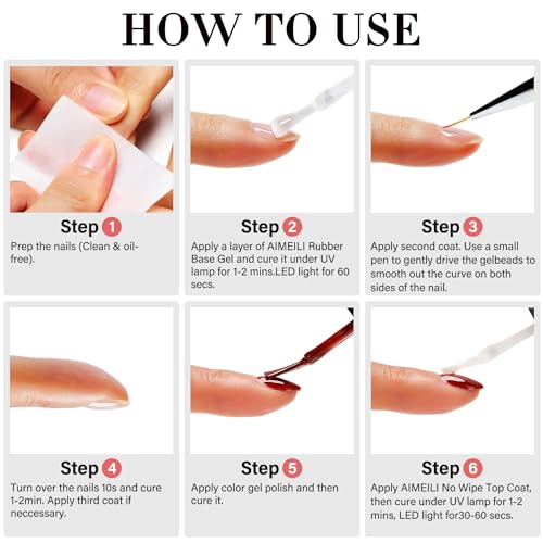 AIMEILI Juego de esmalte de gel con base de goma sin Hema y