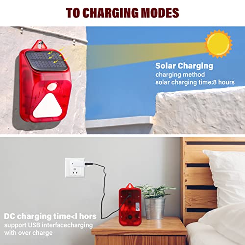 Paquete de 4 detectores de movimiento de alarma solar con lu