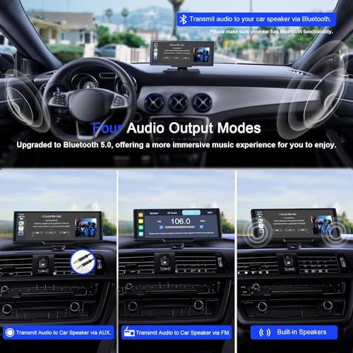 Pantalla inalámbrica Apple Carplay, Android Auto, con cámara