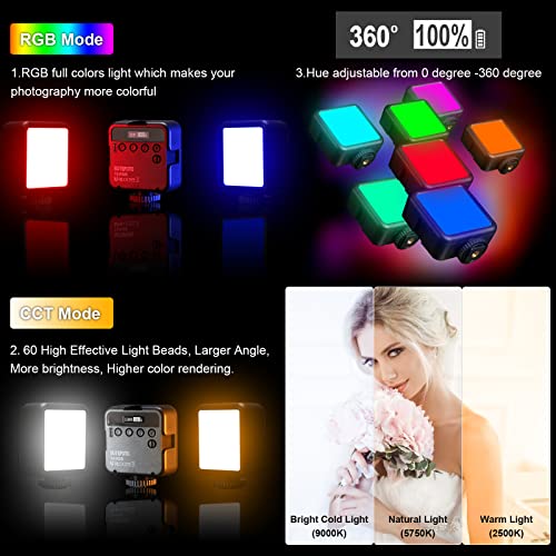 Luces de video RGB, luz de cámara LED portátil a todo color