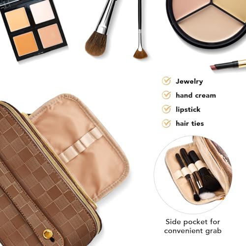 stona Bolsa de maquillaje de viaje para mujer, de piel sinté