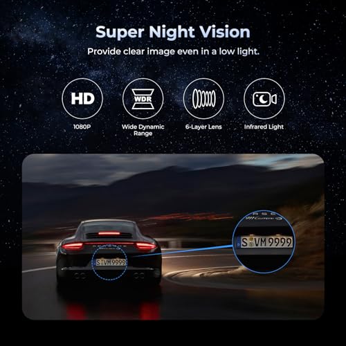 PRUVEEO Cámara de espejo retrovisor de 12 pulgadas, visión 3
