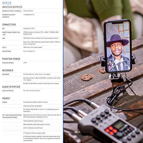Zoom PodTrak P4 - Grabadora portátil multipista de podcasts