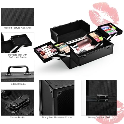 VETALLO Estuche de maquillaje grande, organizador portátil d