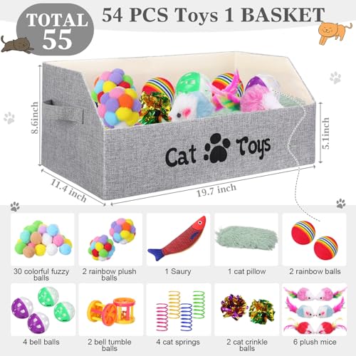 Zopeal Caja de juguetes para gatos de interior, 55 unidades,