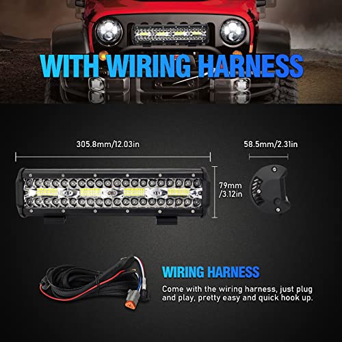 Barra de luz LED RGB de 12 pulgadas, conector DT y arnés de