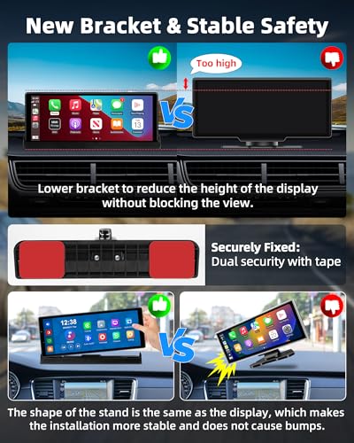 【Lente giratoria de 350°】Pantalla inalámbrica Apple CarPlay