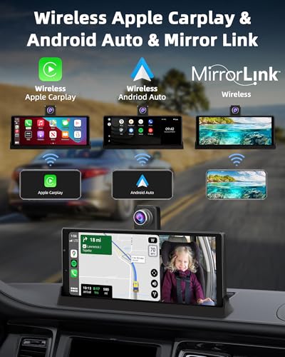 【Lente giratoria de 350°】Pantalla inalámbrica Apple CarPlay
