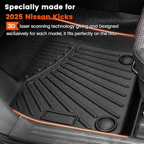 KMF Custom Fit Floor Mats for Nissan Kicks 2025, All Weather