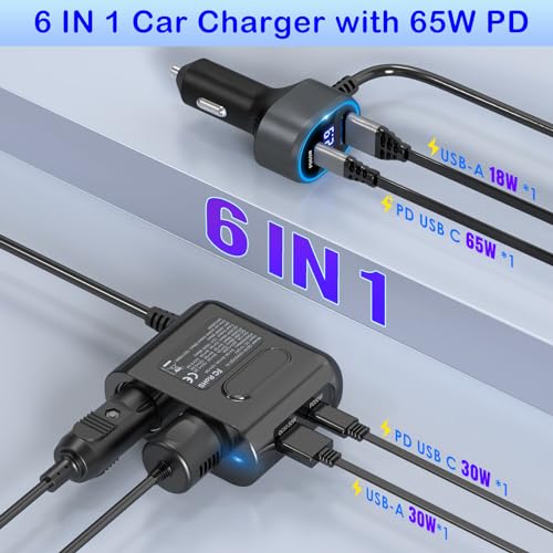 Divisor de encendedor de cigarrillos de 12 V, enchufe de 2 e