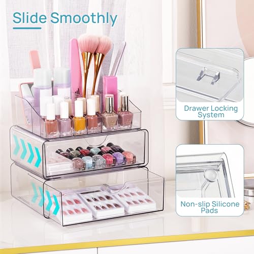Vtopmart Organizador de maquillaje transparente de 3 niveles