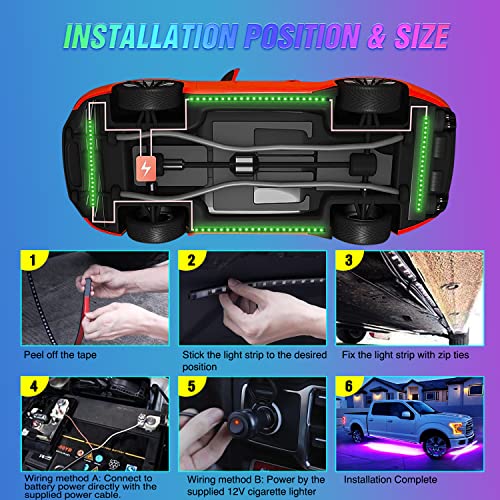 Nilight 4 tiras de luces de neón para automóvil, 252 luces L