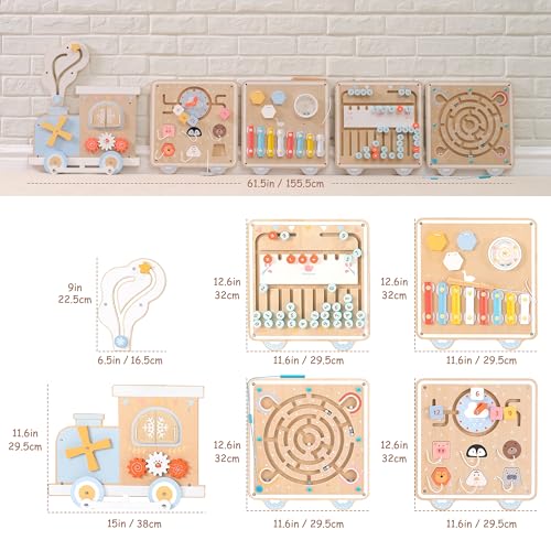Tabla de actividades de tren de pared, juguetes sensoriales Montessori