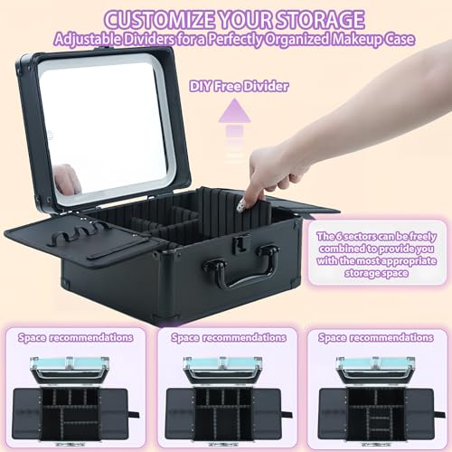 Caja de maquillaje, Oro Rosa, L, Con divisor ajustable maqui
