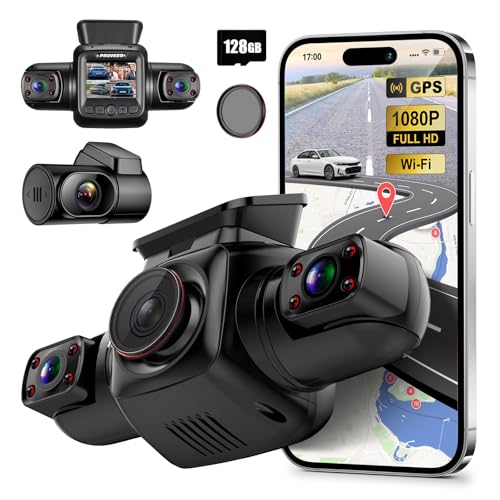 PRUVEEO Cámara de tablero de 360 grados de 4 canales frontal