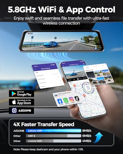 AZDOME PG17 Max 4K+2.5K Mirror Dash Cam con ADAS, BSD y LCA,