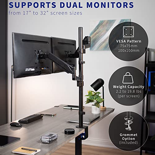 VIVO Brazo de monitor doble para montaje extra alto para pan