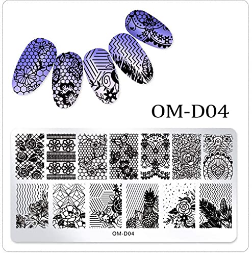 WOKOTO Juego de 5 placas de estampado de uñas para arte de u