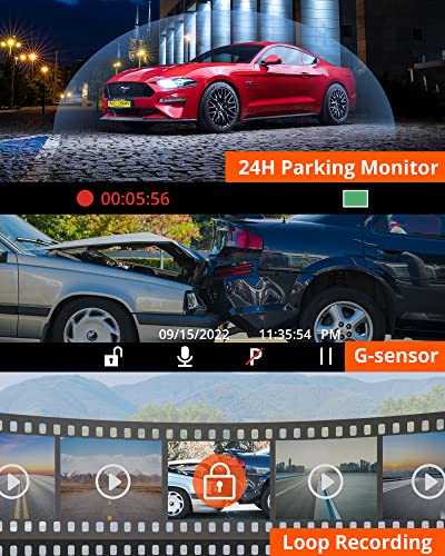 Kingslim D1 Pro Dual Dash Cam 4K Grabar Interior - Cámara de