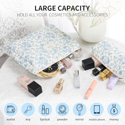 senbowe Bolsa de maquillaje floral, paquete de 3 bolsas de m