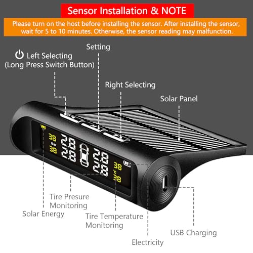 VAOYAO Sistema de monitoreo de presión de neumáticos TPMS, s