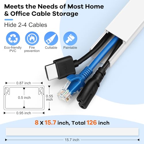 ZhiYo - Kit de ocultador de cable de 126 pulgadas, cubiertas