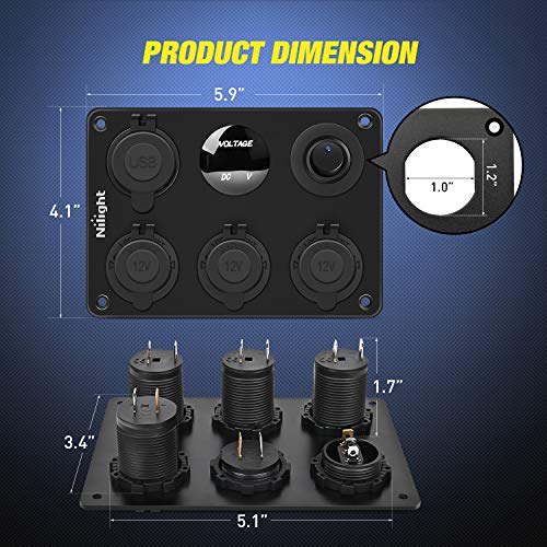 Nilight Enchufe dual para encendedor de cigarrillos con cabl