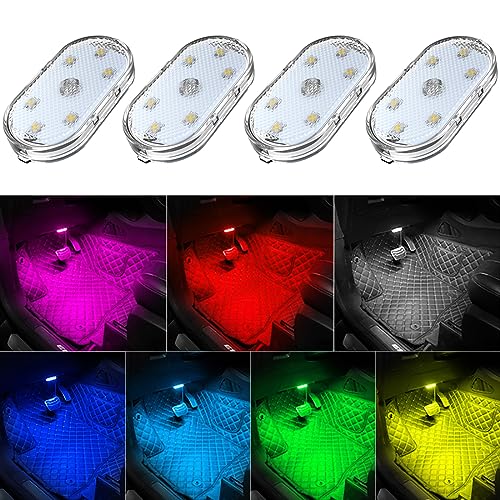 4 luces LED para interiores de automóvil, 7 colores de ilumi
