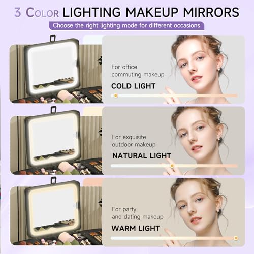 Leeora&Leekoo Caja de maquillaje con espejo LED y marco de a