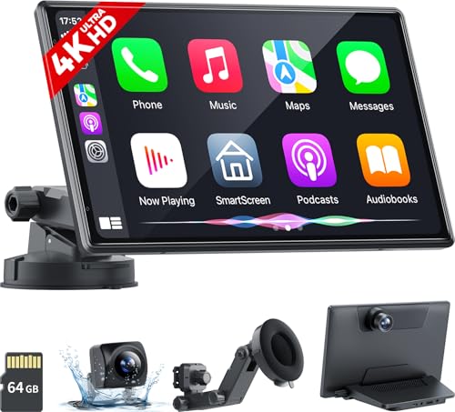 Pantalla Carplay portátil inalámbrica con cámara de tablero