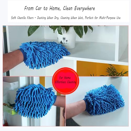 3PCS Car Wash Kit with 2 Premium Chenille & Plush Wash Mitts