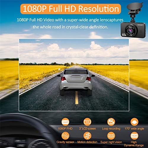 Cámara de salpicadero para coches delantera y trasera 1080P