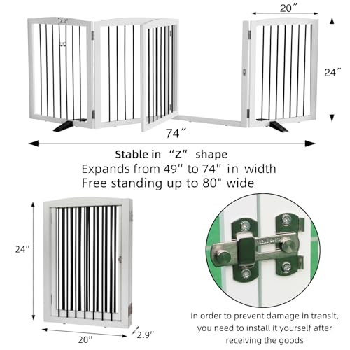 ZJSF Puerta plegable para perros con puerta de entrada, puer