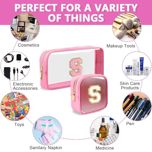 Bolsa de maquillaje transparente con letra inicial personali