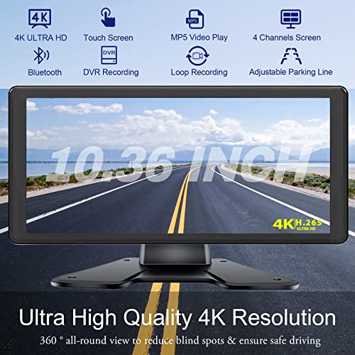 Sistema de cámara de respaldo 4K RV de 10.36 pulgadas, monit