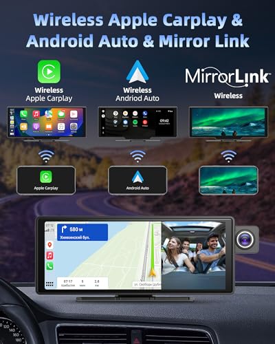 【Lente abatible】 Pantalla inalámbrica CarPlay de 10.26 pulga