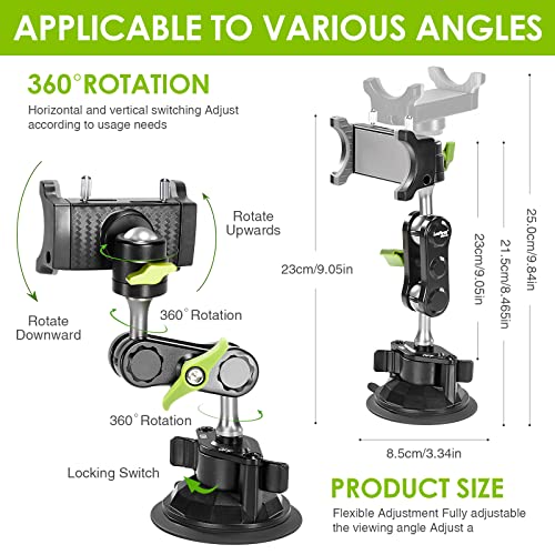 Soporte de ventosa para teléfono con rotación de 360°, brazo