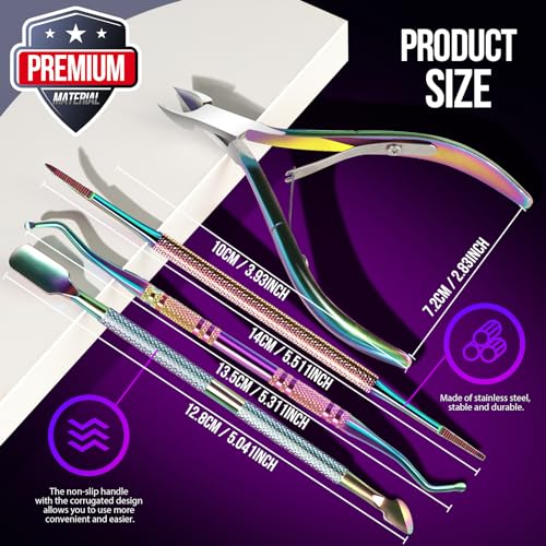 FANDAMEI Kit de cutículas, 4 piezas de cuidado de uñas, herr