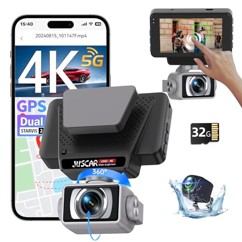 Cámara de tablero WiFi 5G frontal y trasera, UHD 4K+1080P, c