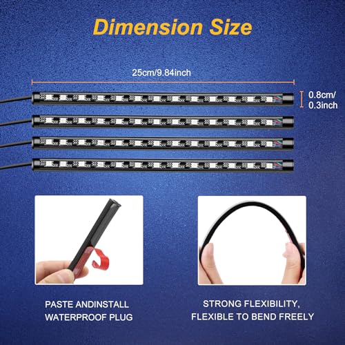 Luces LED para interior de automóvil, 4 tiras de luces LED m